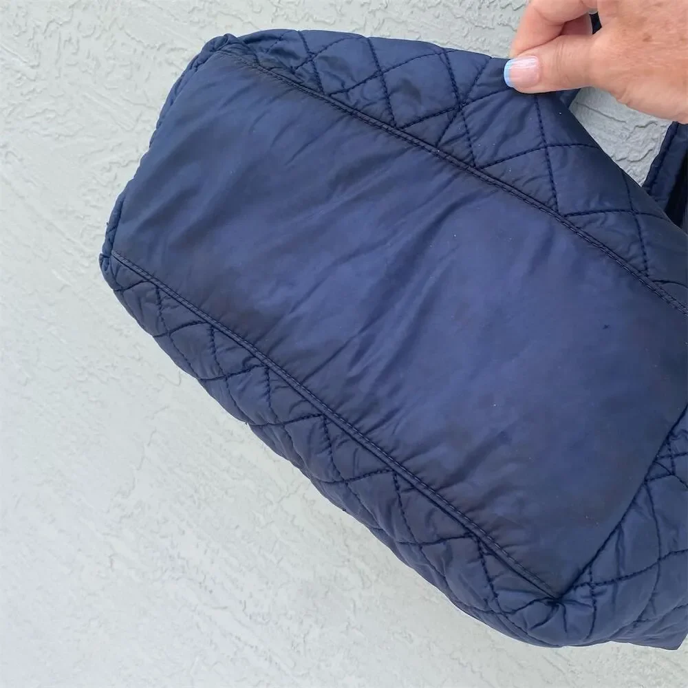 Michael Kors Roberts Large Navy Quilted Gym Tote Bag Double Handles